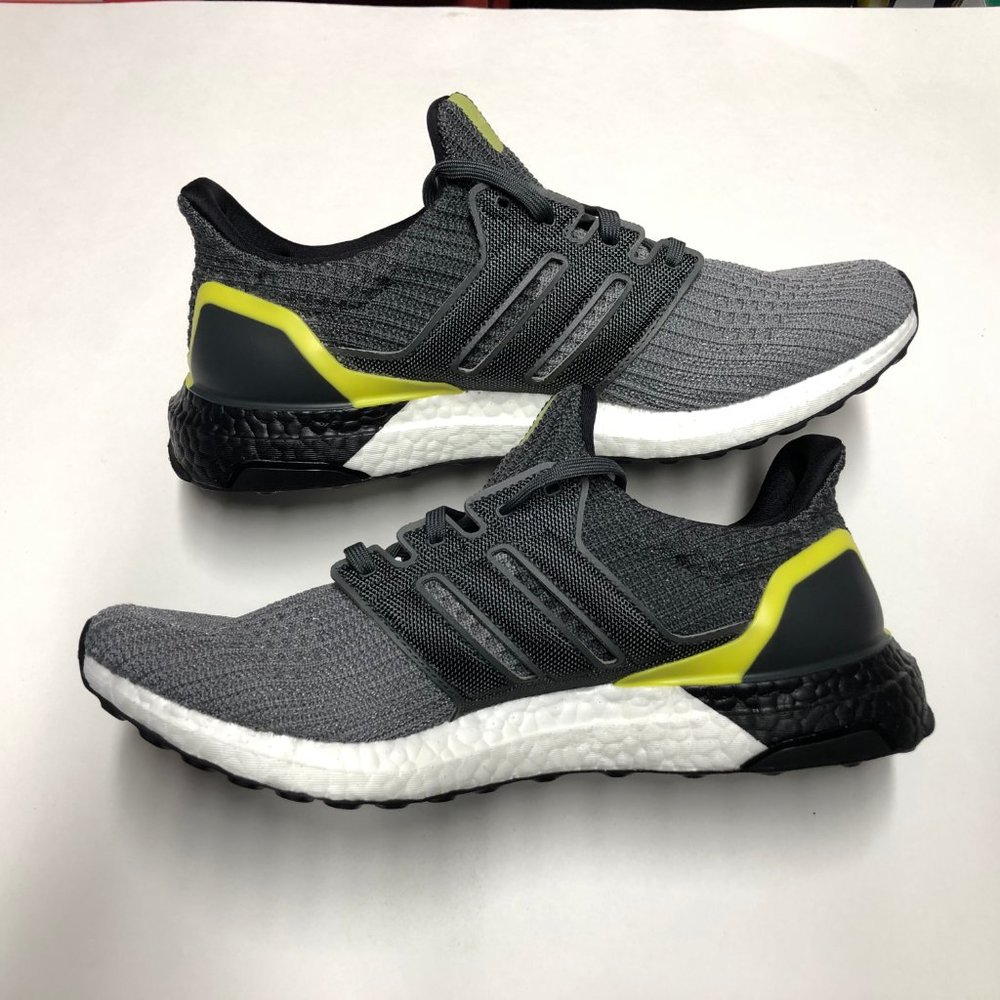 adidas Ultraboost Grey Black Yellow Mens Shoes - Picture 5 of 6